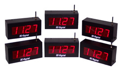 (DC-25N-W-System-Bundle) 2.3 Inch LED, Network NTP Server Synchronized, Web Page Configurable, Atomic Digital Time of Day Master Clock with (5)x(DC-25-W-System) 2.3 Inch LED, 900Mhz Wireless Data Synchronized, Store and Forward, Secondary Digital Time of Day Clocks
